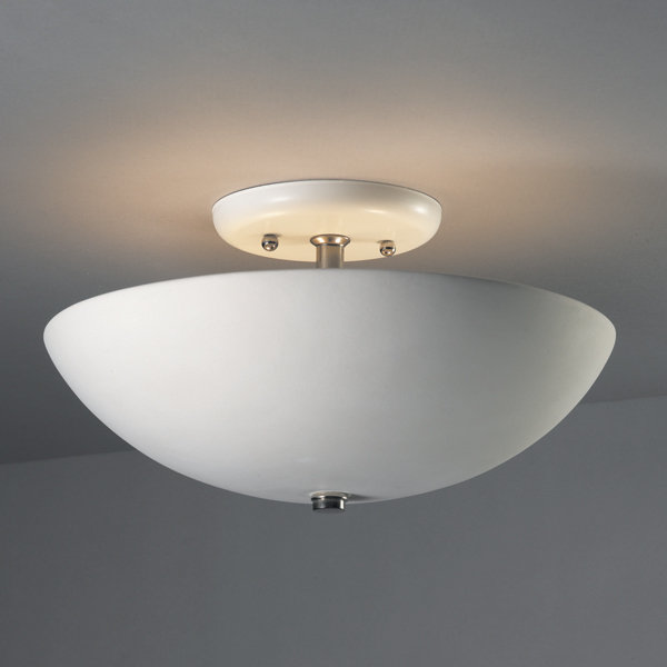 Custinne Ceramic Semi Flush Mount, Celadon Green Crackle, Polished Chrome