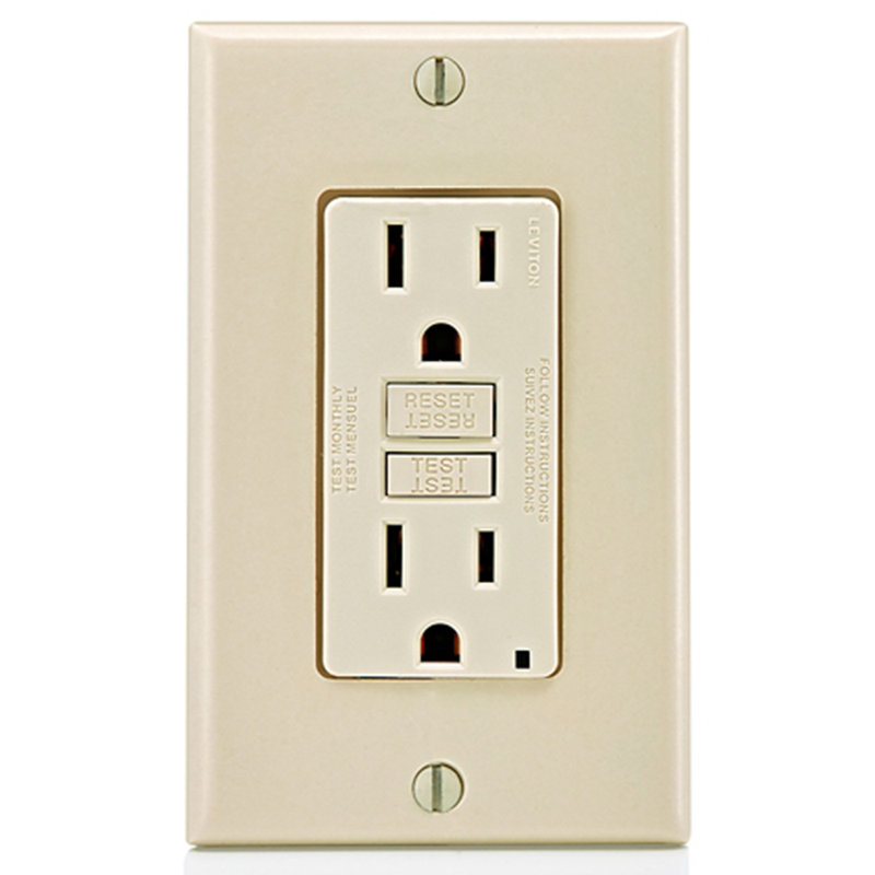 Leviton SmartlockPro 15 Amp 125 Volt Duplex Light Almond GFCI Outlet 5-15R 1 Pack