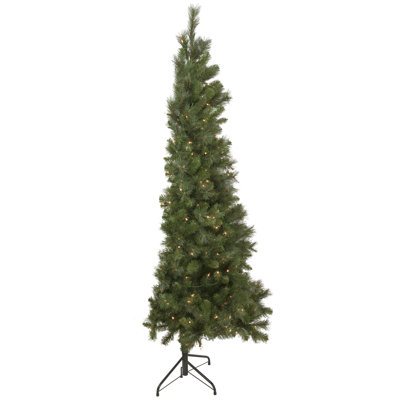6.5' Pre-Lit Medium Beaver Pine Artificial Christmas Wall Tree Clear Lights