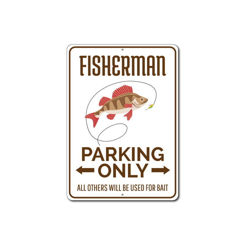 Enseigne en aluminium Fisherman, H 14 po x l 10 po x P 0,04 po