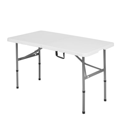 Regency Trestle Series 48" x 24" Rectangular Commercial Grade Blow-Molded Plastic Fold in Half Table - White