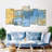 " Gold And Blue Abstract Multi Piece Canvas Print " by Alexander B 5 - Pieces-93058416