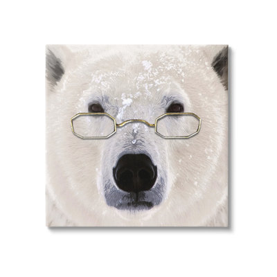 Snowy Polar Bear Glasses by Karen Smith - Wrapped Canvas Graphic Art -  Stupell Industries, au-255_cn_24x24