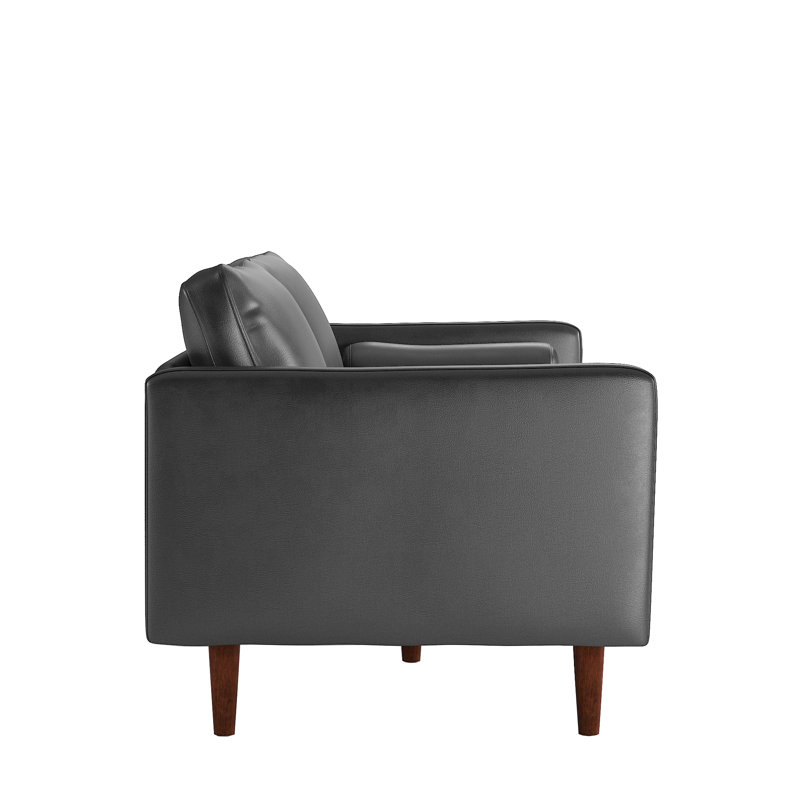 Arantza 77.8 " Faux Leather Sofa, Black Faux Leather