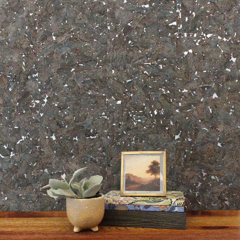 Authentic Cork Wallpaper, Espresso Brown/Silver