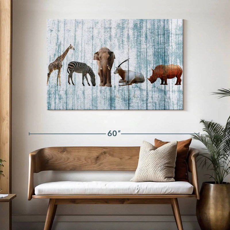 Wooden Safari Animals, 32" H x 48" W