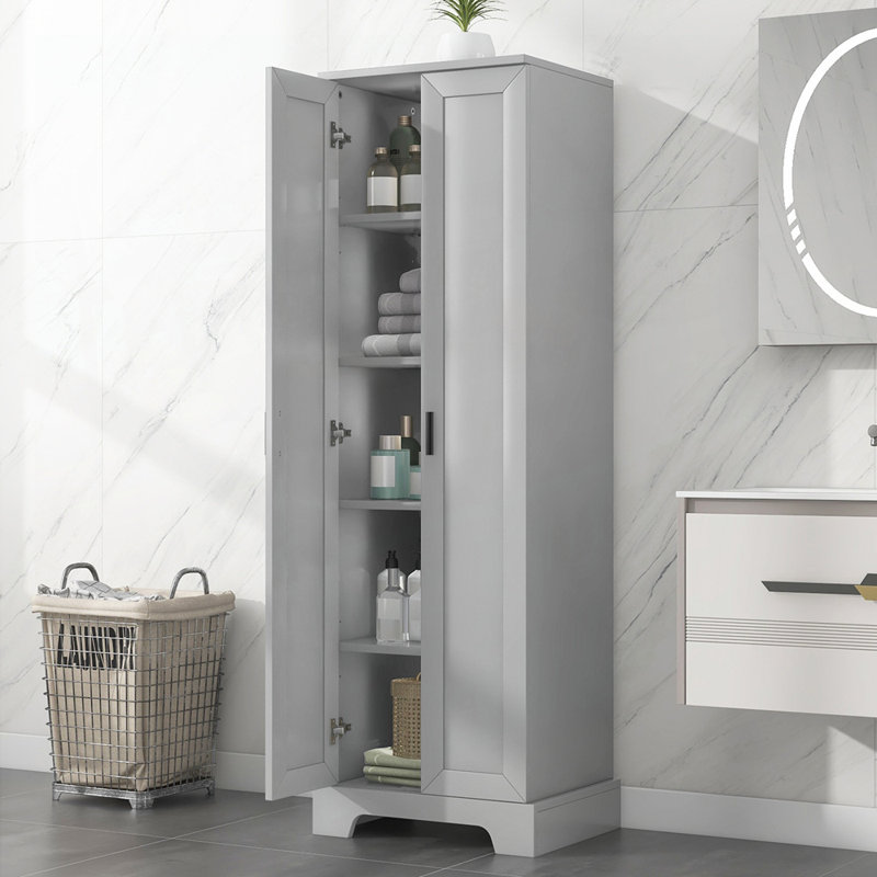 Armoire de rangement durable en panneau de fibres à densité moyenne avec tablettes réglables et deux portes pour l'organisation de la salle de bain ou du bureau