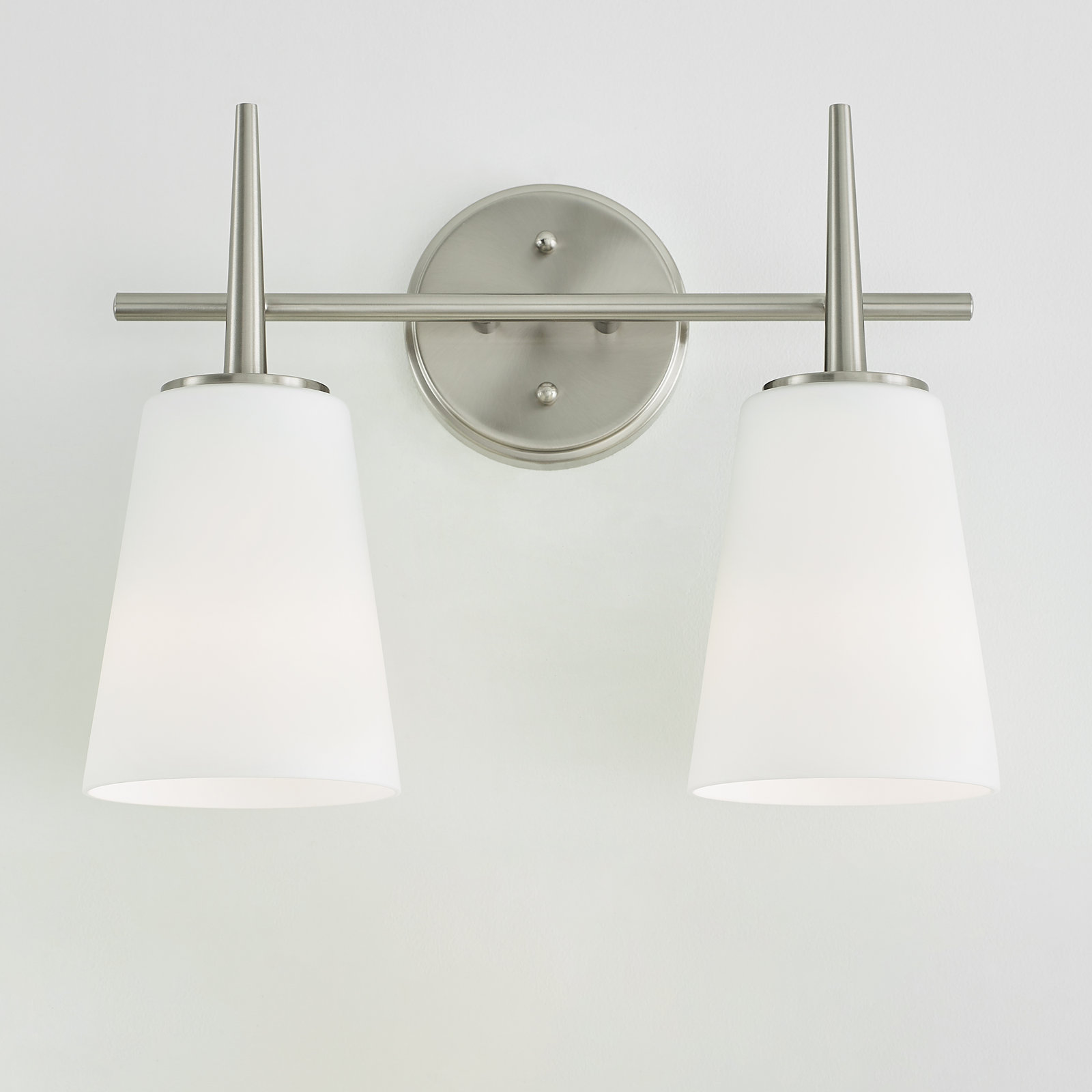 Erlandson 2 Light Dimmable Vanity Light, 100W A19 Medium, Brushed Nickel