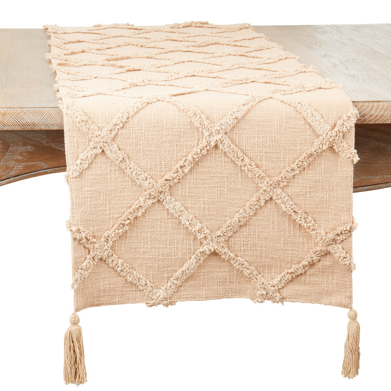 Iero Rectangular Geometric Table Runner, Natural