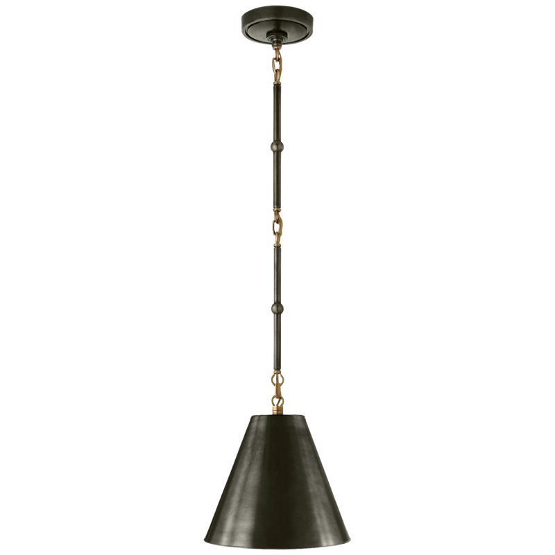 Thomas O'Brien Goodman Small Hanging Light, Bronze, Bronze/Antique Brass, 12" H x 10" W x 10" D