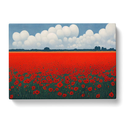 Futuristic Poppy Field Flowers - Wrapped Canvas