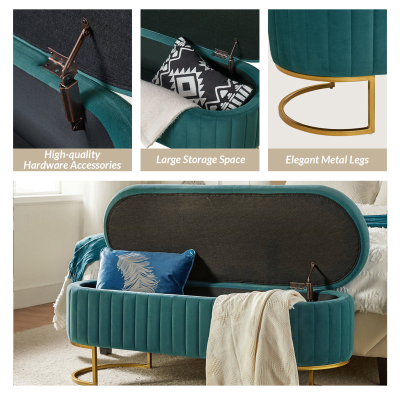 Banc de rangement moderne l 49,2 po Easthampton, Sarcelle