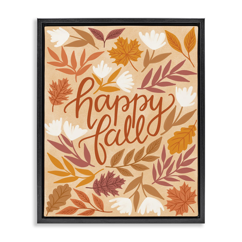  Happy Fall on Leaves Canvas Wall Art by Taylor Shannon Designs, Cadre flottant noir de jais, H 21 po x l 17 po