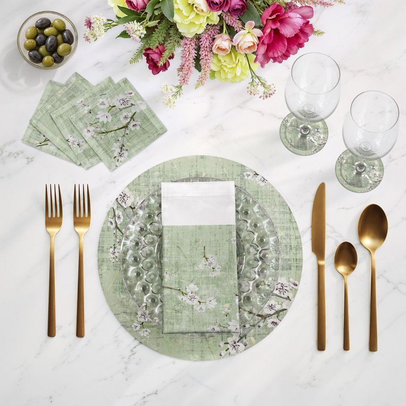 Blossom Fantasia Pebble 16" Vinyl Placemat, Celadon