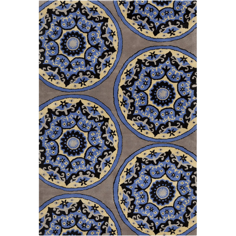 Tapis bleu en laine touffeté à la main Ailey