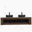 Meuble-lavabo mural 60 po avec lavabos, bords arrondis, rangement rayé, 2 tiroirs, 2 lavabos en verre noir transparent et comptoir, pré-assemblé, grain de bois foncé-1248079006