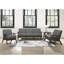 Chaise d'appoint avec tissu texturé: gris, bois de finition noyer, coussins de siège: tissu gris, coussins fixés solidement-1718381057