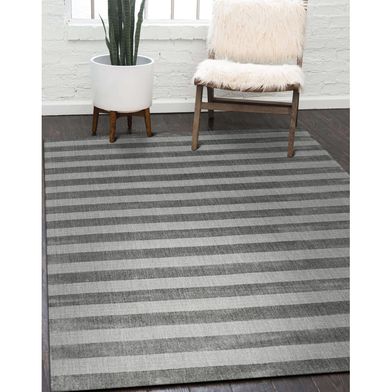 Contemporary Blue Handmade Blue And Gray Modern Hand-Knotted Wool Area Rug, Rectangle 9' x 12'