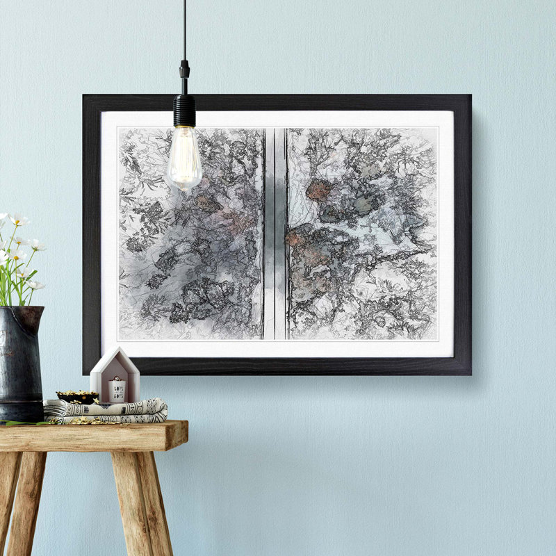 Dividing the Forest in Abstract - Picture Frame Graphic Art Print, 36cm H x 48cm W x 2cm D, Black Framed