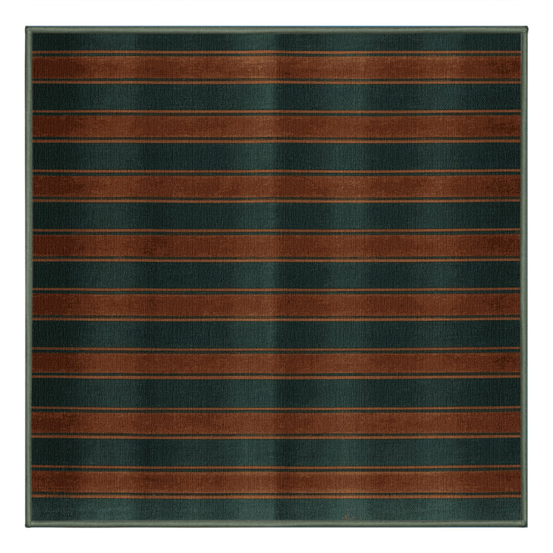 Tapis vert à rayures horizontales lavable à la machine, Carré 8 pi