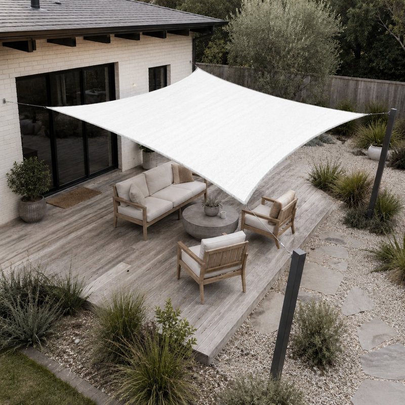 Toile d'ombrage rectangulaire en toile Colourtree, imperméable et anti-UV UPF50, Blanc, 14 pi x 20 pi