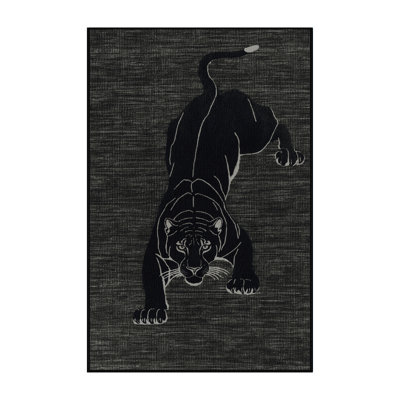  Tapis noir lavable Jaguar Big Cats