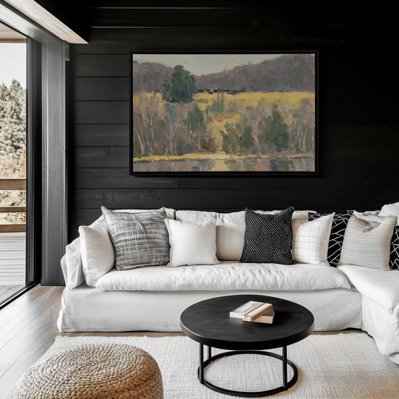 «Winter Reflections» par Carson Overs passer, reproduction d'art sur toile, H 30 po x l 40 po, Noir, Cadre flottant