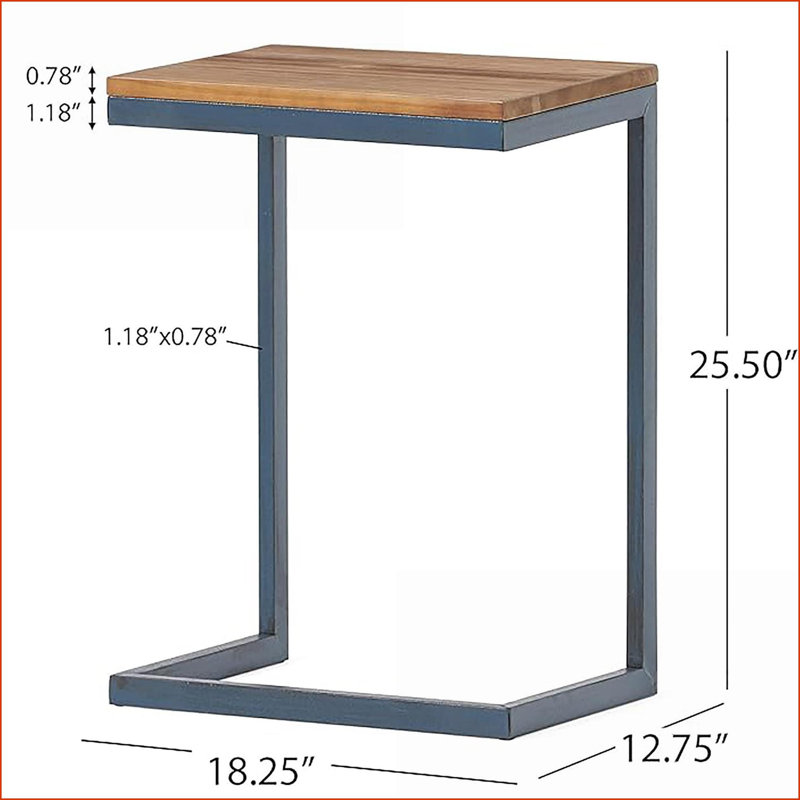 Table basse antique en bois de sapin avec base en fer noir-bleu, emboîtable Polyvalent pour le salon