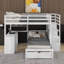 Lit superposé double au-dessus de simple avec bureau, tiroirs et tablettes-718450005