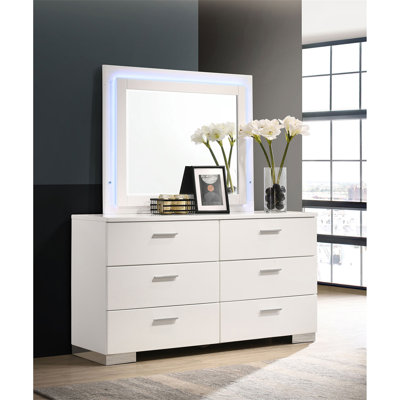 Commode 6 tiroirs avec miroir DEL Dulcey