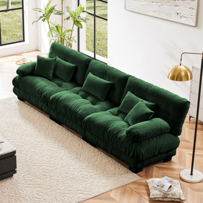 3-Seater Sectional Sofa Modular Deep Seat Couch, Chenille Upholstered Furniture For Comfort And Style In Living Rooms, Apartments, Studios, Offices