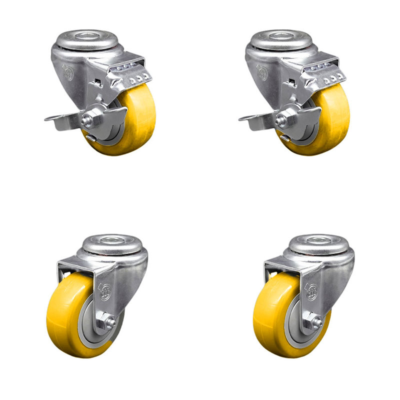 Ensemble de roulettes pivotantes en polyuréthane 3,5 po