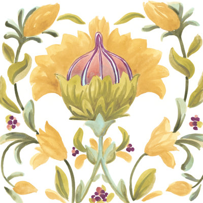 Abbey Floral Tiles V by June Erica Vess - Wrapped Canvas Painting
