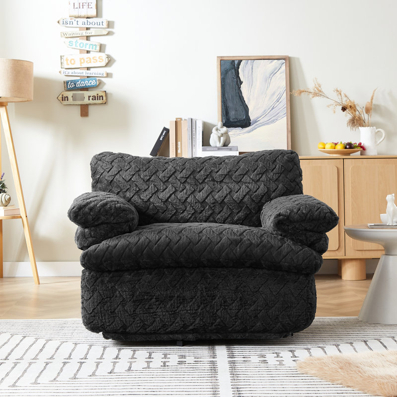 Chaise paresseuse au design ergonomique et pivotante à 360 degrés, pleine compression, tissu en velours côtelé noir, profondeur de 43,63 po, largeur de 41,53 po, pour les séances de lecture relaxantes