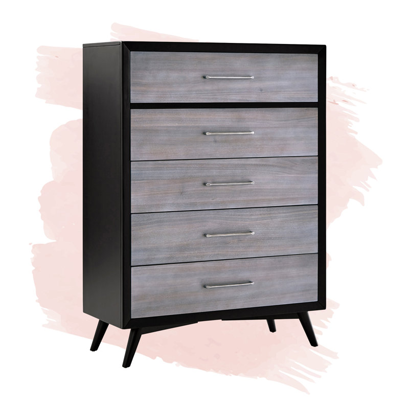 Anayancy 38'' W 5 - Drawer Dresser, Gray
