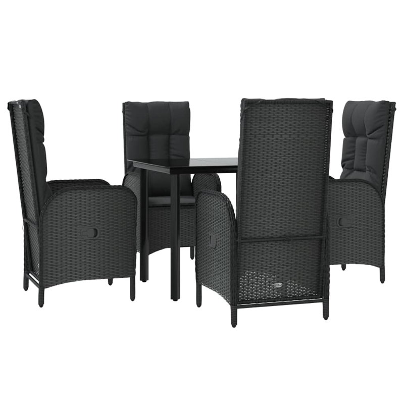 Cadejah Square 4 - Person 31.5'' L Outdoor Dining Set, Black, Black