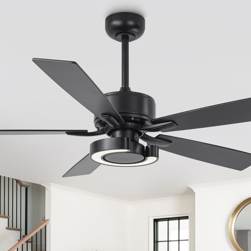 52" Dimmable 3CCT LED Ceiling Fan with Remote Control 6 Speeds Reversible DC Motor Timer 4"/10" Downrods