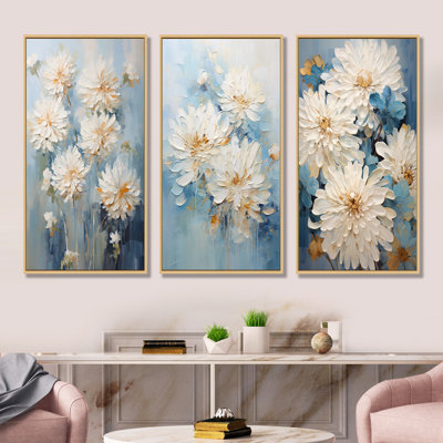 White And Blue Chrysanthemums Painted Ink