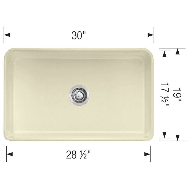 Cerana 30" L x 19.19'' W Single Bowl Fireclay Farmhouse Sink, Biscuit