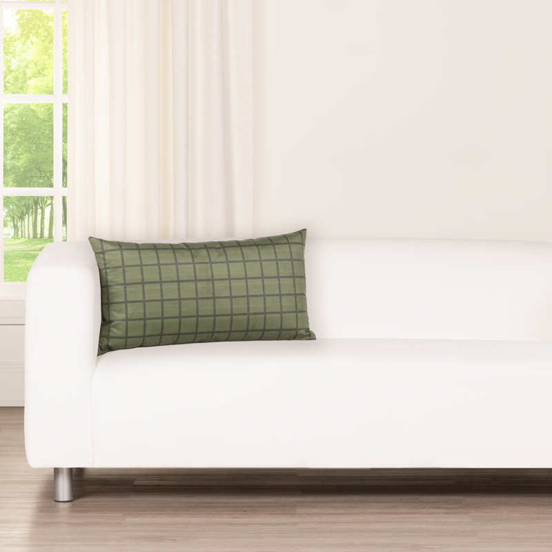 Coussin Mini Grid, Bourre en polyester, Pin, 26 po x 14 po