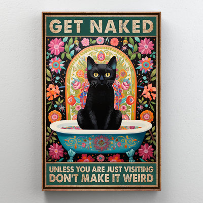 «Black Cat Get Nake», reproduction d'art rectangulaire sur toile tendue 1 à 1 pièce | 0220