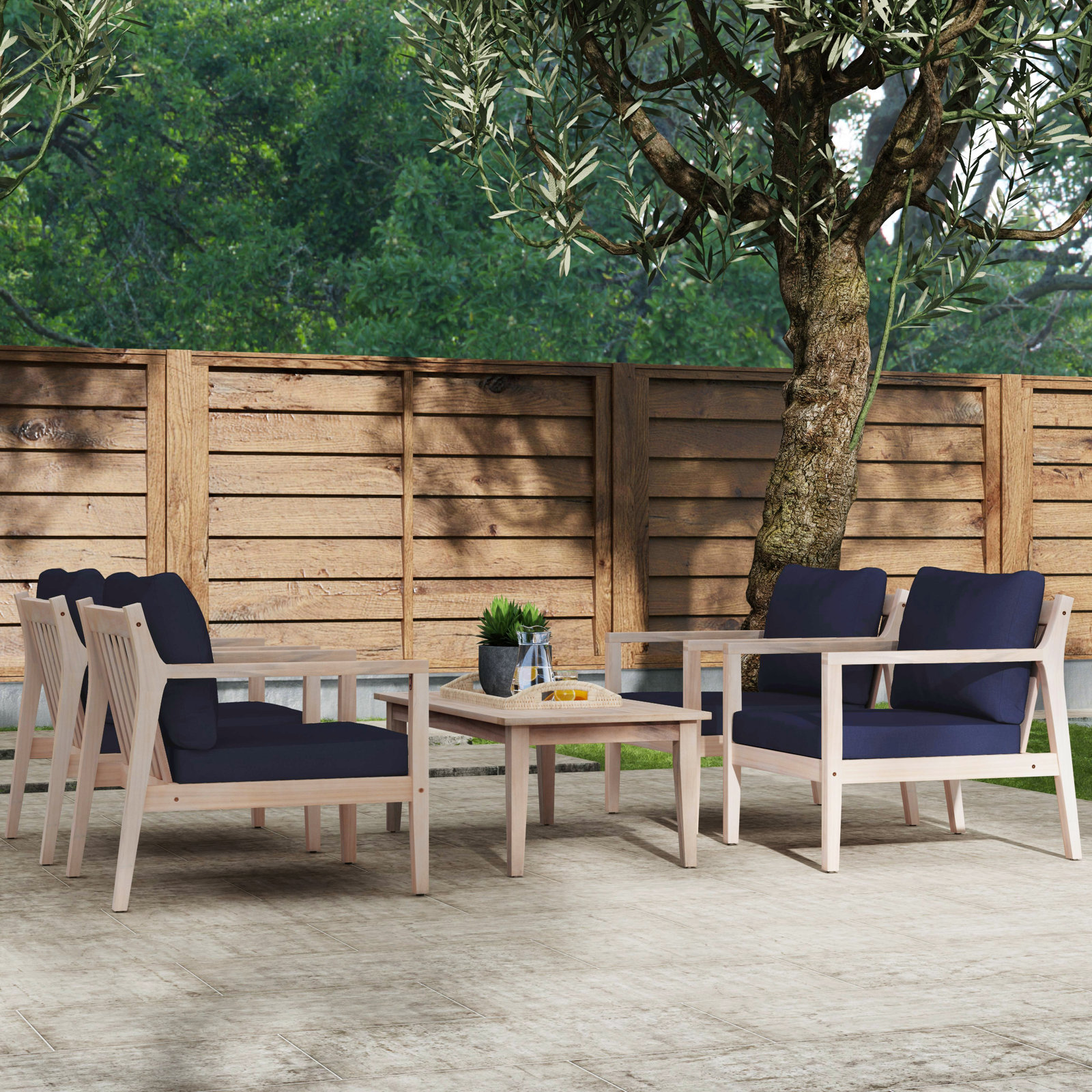 Amina 4-Person Acacia Patio Seating Group