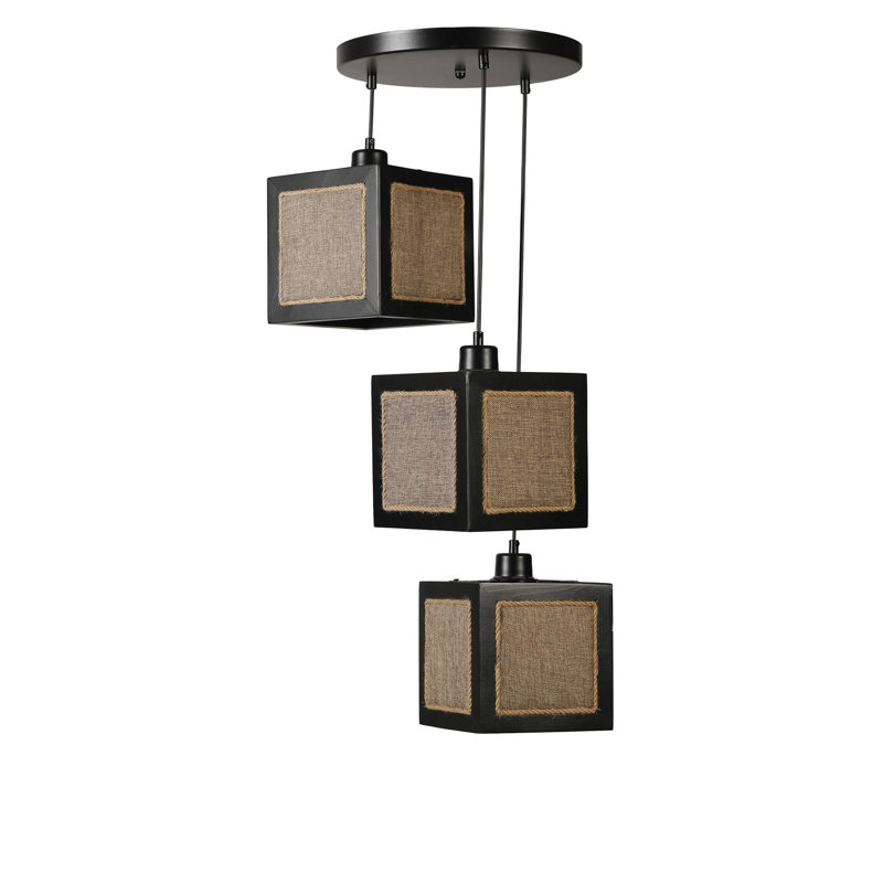 Chandle Chandelier, Rattan/Black