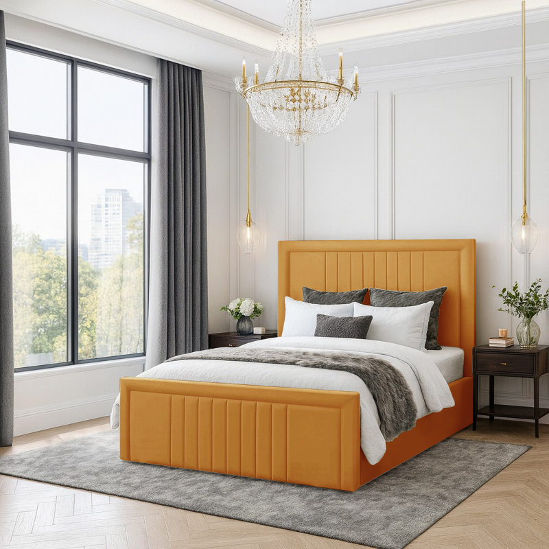 Niels Upholstered Ottoman Storage Bed, Turmeric, Kingsize (5')