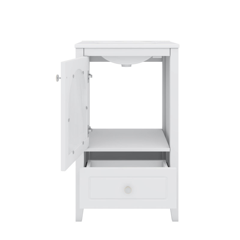 Meuble-lavabo de 20 po avec lavabo, armoire de salle de bain avec porte en verre