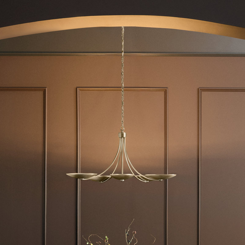 Palmela 40 inch 5-Light Chandelier in Champagne Bronze, 6 Lights, Champagne Bronze