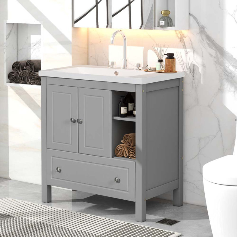 Ensemble de meuble-lavabo simple 30 po, Gris