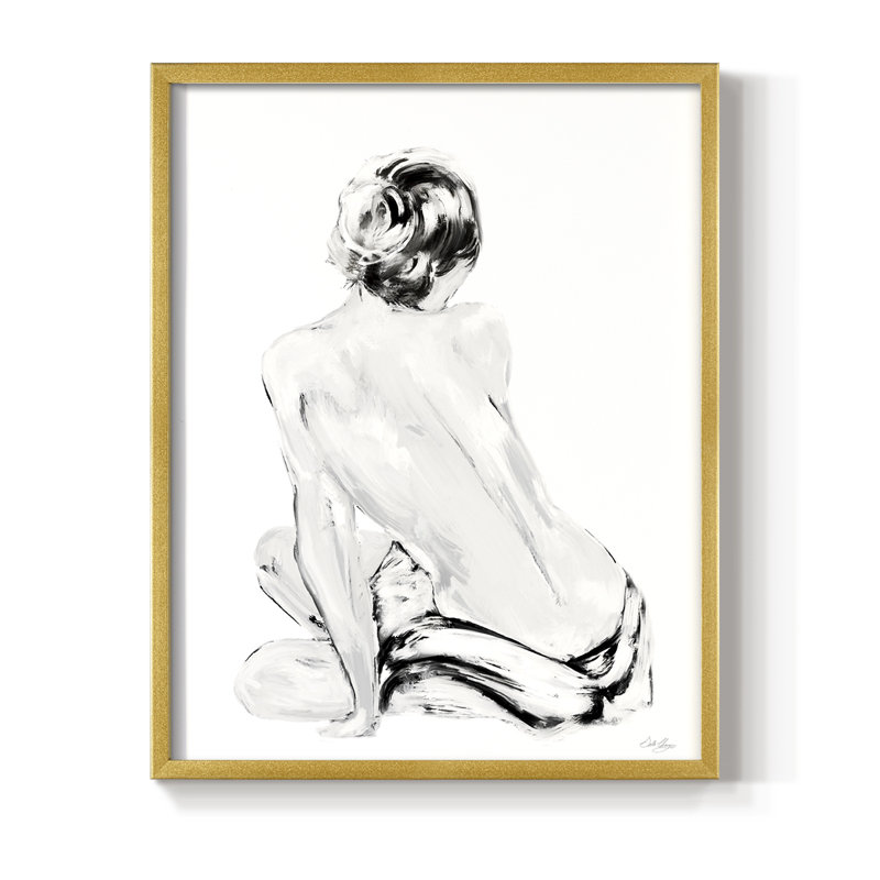 Impression impressionniste «Soft Nude II», bois massif, H 15 po x l 12 po, Doré