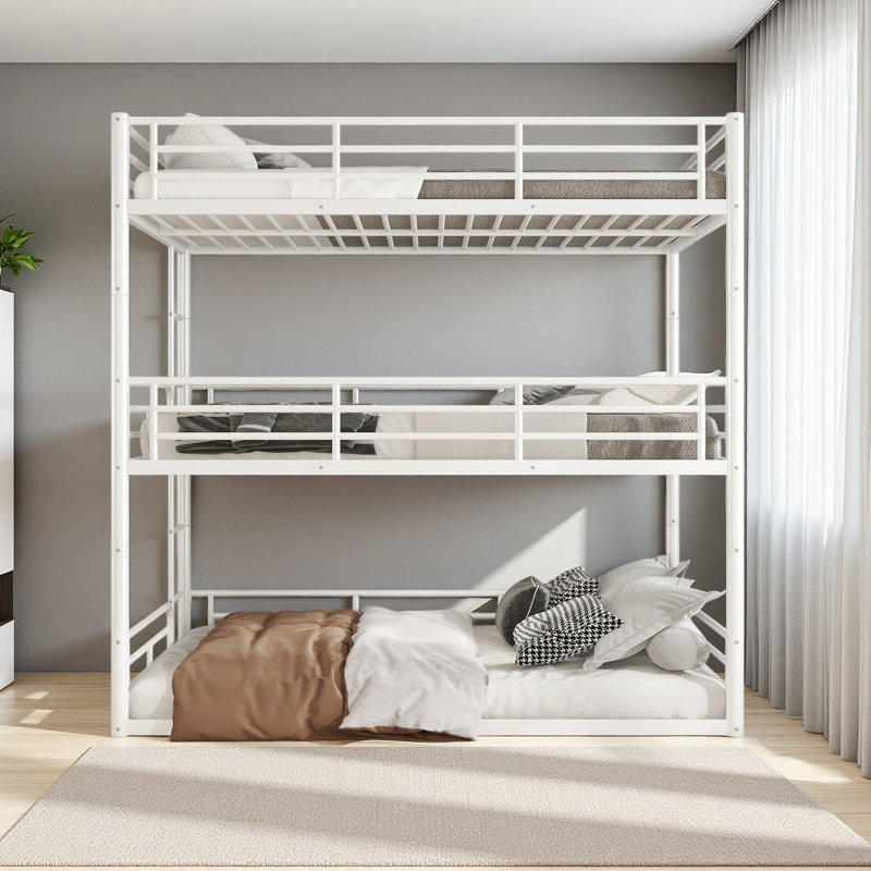 Full Over Full Over Full Bunk Bed, White