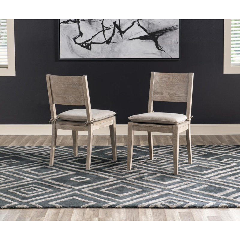 Gray Wood Side Chair with Removable Cushion